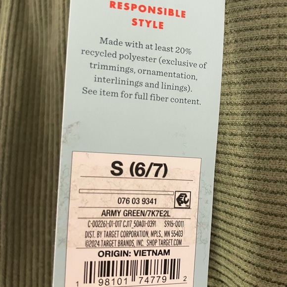 🐱 NWT Cat & Jack Girls' French Terry Jogger Pants - Army Green Size Small 6/7 - Picture 5 of 7